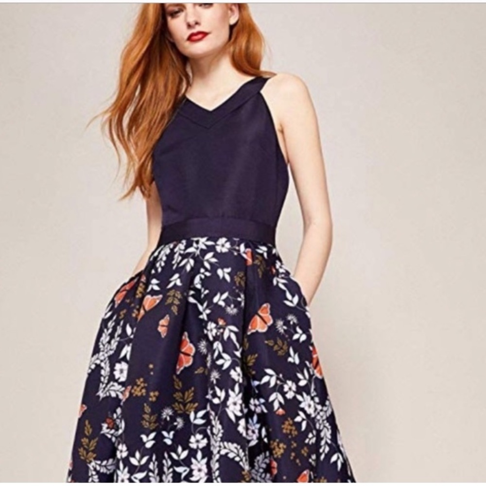 MOVING SALE! TED BAKER Bethan Butterfly Fit & Flare Dress Cocktail Wedding